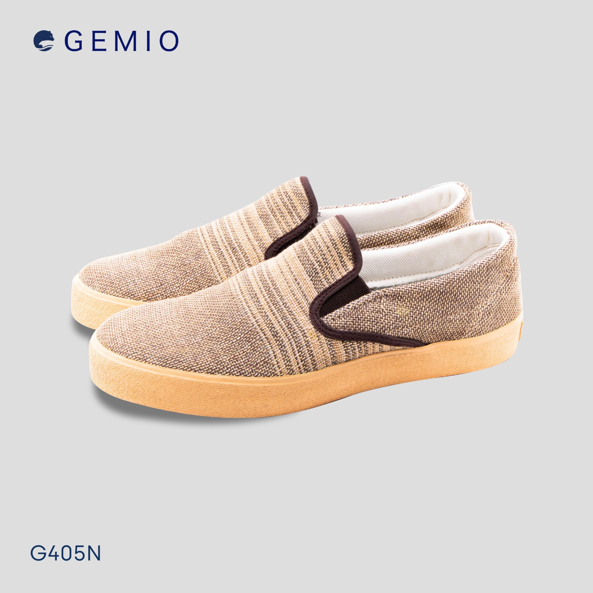 Pooh slip on : รองเท้าผ้าทอเพื่อสุขภาพ G405N เปลือกไข่