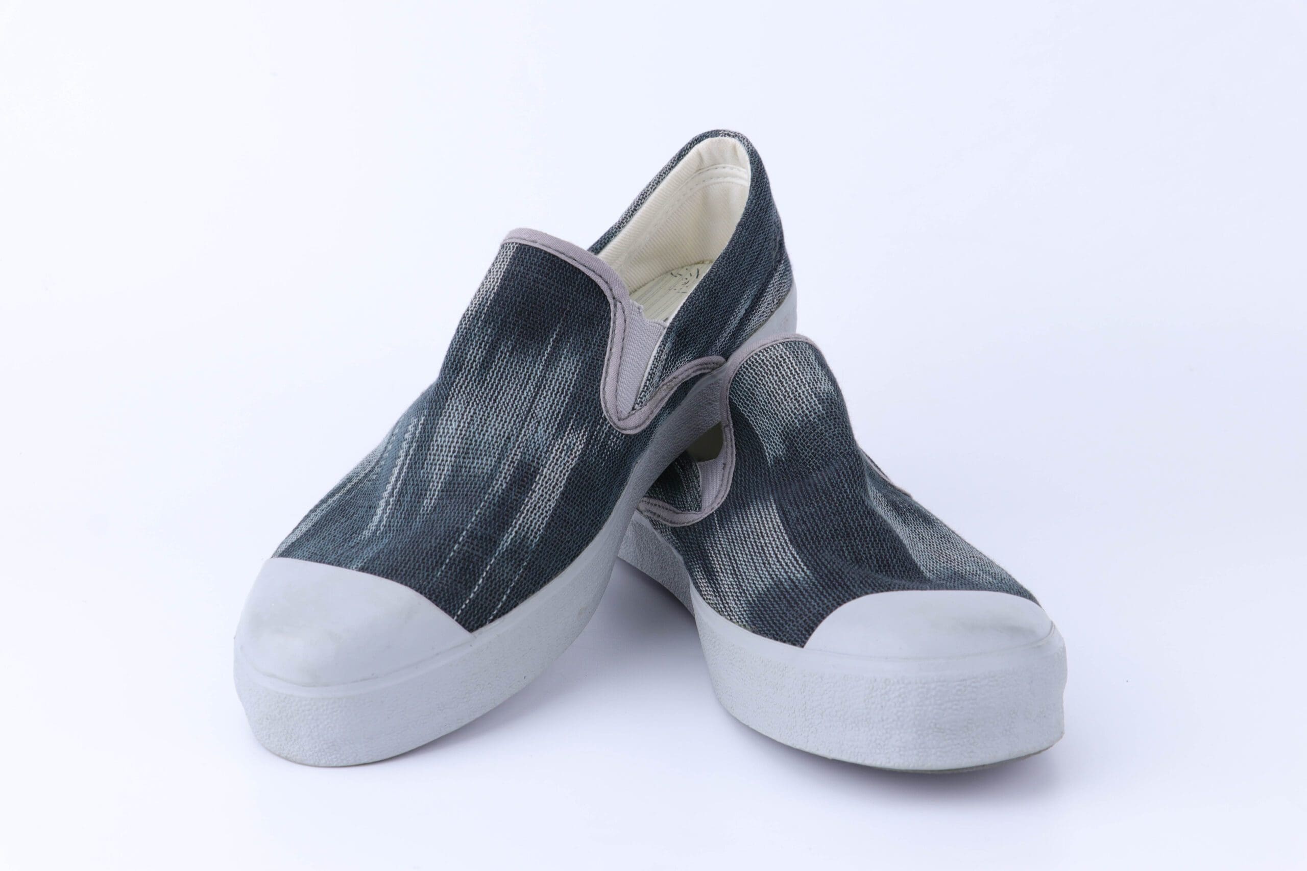 Pooh slip on : รองเท้าผ้าทอ G405 เขียวลายน้ำ (หัวยาง) - Image 3